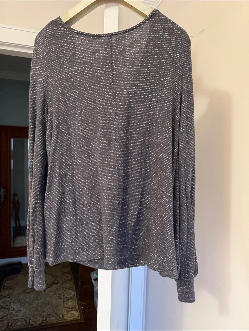 Free People Charcoal Metallic Knit Top size M